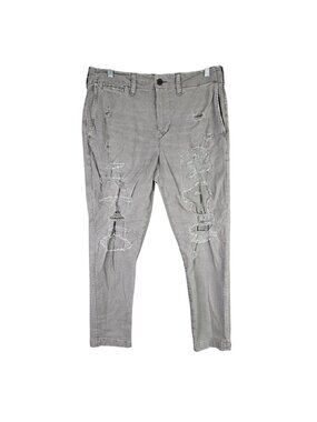 Mens American Eagle Gray Distressed Slim Fit Chinos Pants Flex Stretch 30X30
